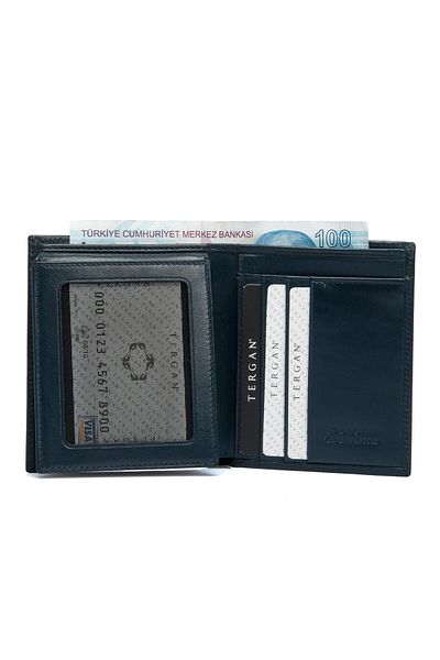 Tergan Navy Blue Leather Men's Wallet 01339h86