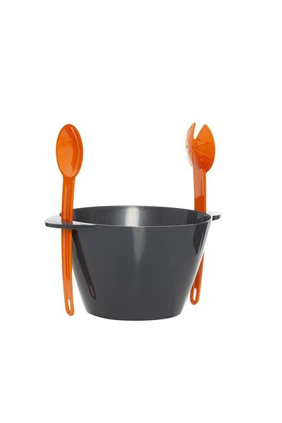 Herevin Orange Salad Bowl with Fork and Spoon