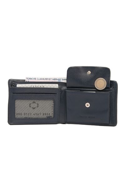 Tergan Navy Blue Leather Men's Wallet 01590m80