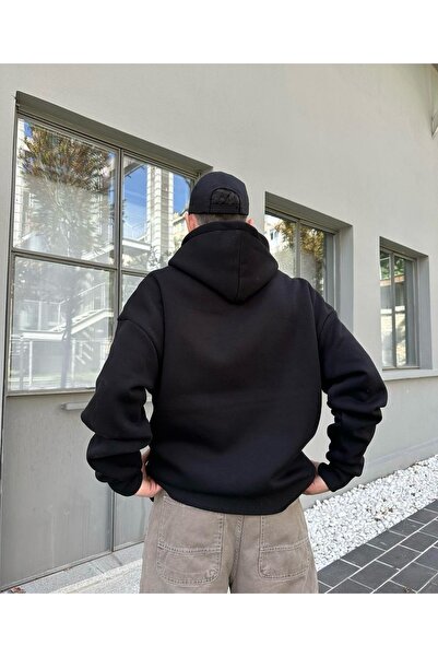 Benisengiydir Black Death Printed Hooded Oversize Sweatshirt Men