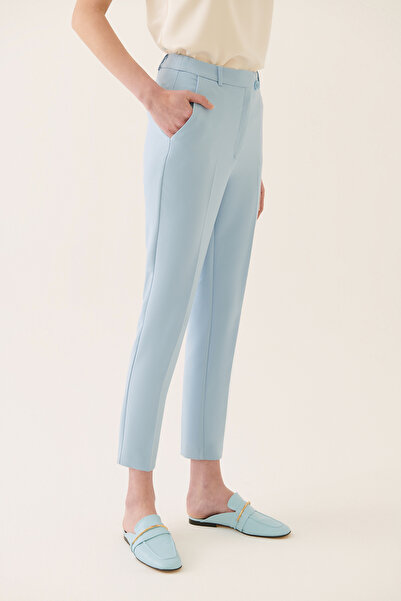 Perspective Aces Regular Fit Ankle Length Mid Waist Blue Color Women's Pants