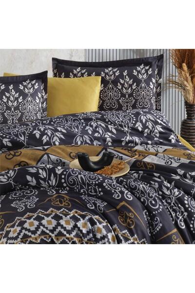 Clasy Satin Duvet Cover Set Double Leros V1 Mustard