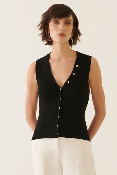 Perspective Perias Black Color Women's Knitwear Blouse