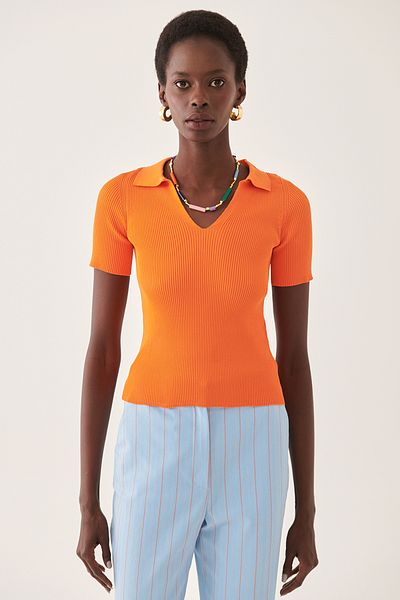 Perspective Illas Orange Color Women's Knitwear Blouse