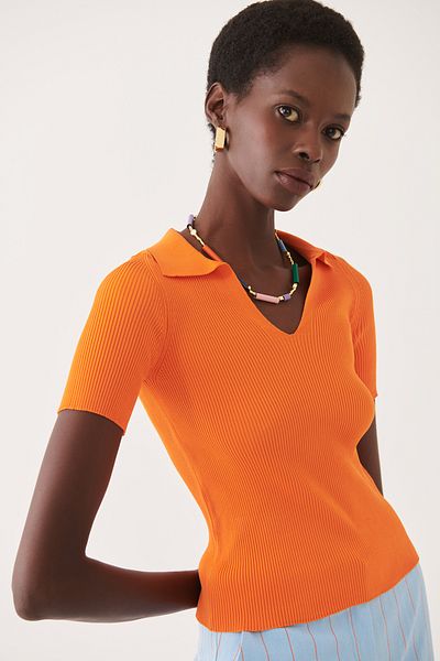 Perspective Illas Orange Color Women's Knitwear Blouse