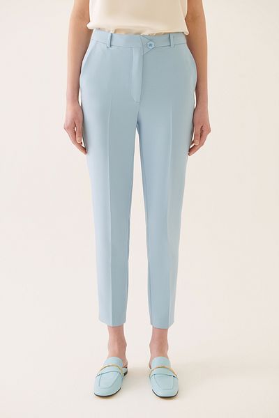 Perspective Aces Regular Fit Ankle Length Mid Waist Blue Color Women's Pants