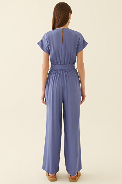 Perspective Helina Comfortable Fit V-neck Long Length Saks Color Jumpsuit