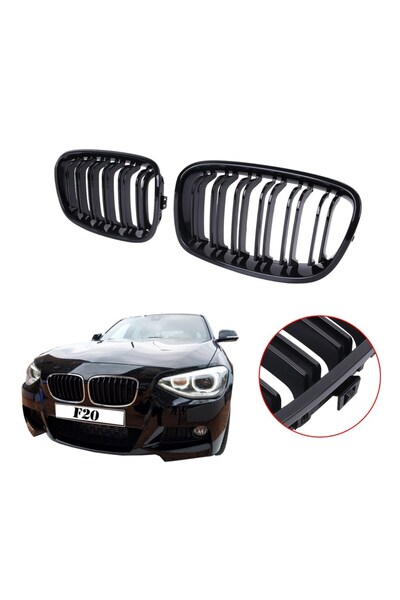 HYM TUNİNG BMW 1 SERİSİ F20 M1 BÖBREK 2015 2018 Uyumlu PARLAK SİYAH