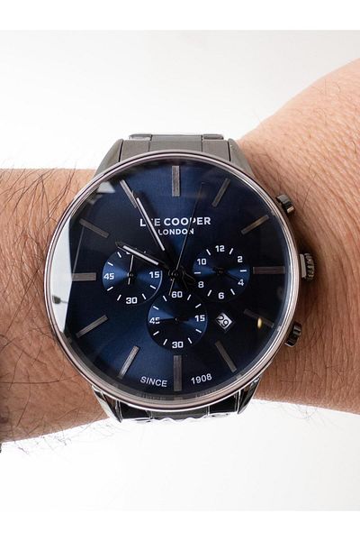 Lee Cooper Anthracite Dark Blue Dial Steel Men's Wristwatch