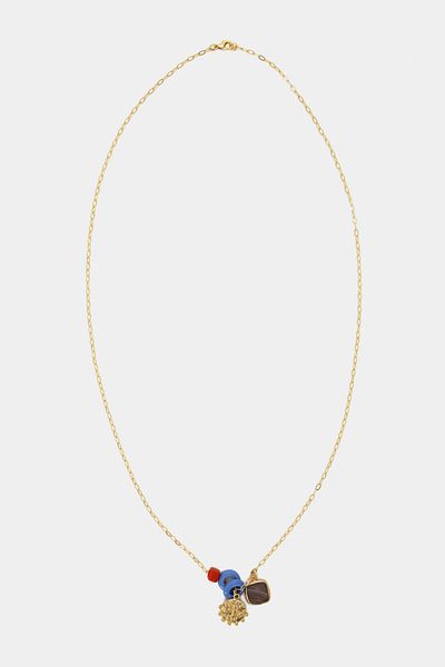 Perspective Multicolored Natural Stone Chain Charm Necklace