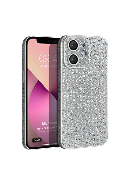 Microsonic Apple iPhone 11 Kılıf Bling Rhinestones Gümüş