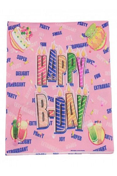 Kazanabil منديل حفلة عيد ميلاد مكتوب عليه 20'S HAPPY B-DAY باللون الوردي