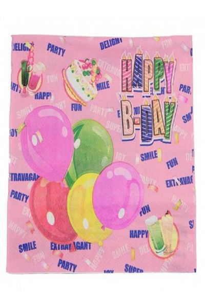 Kazanabil منديل حفلة عيد ميلاد مكتوب عليه 20'S HAPPY B-DAY باللون الوردي