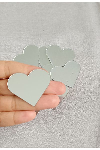 Proton 4cm heart Silver Color adhesive Mosaic Mirror 10 Pieces