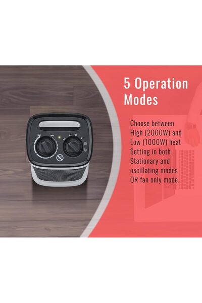 PureMate Seramik Kule Fanlı Isıtıcı, 2 Isı Ayarlı 2000W Taşınabilir Elektrikli Isıtıcı