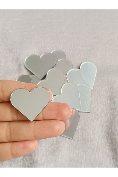 Proton 3cm heart Silver Color adhesive Mosaic Mirror 20 Pieces