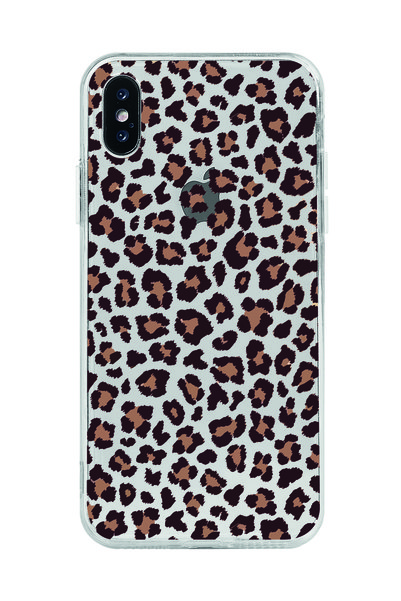 Magic Ring Iphone X / Xs Uyumlu Leopar Desenli Şeffaf Telefon Kılıfı