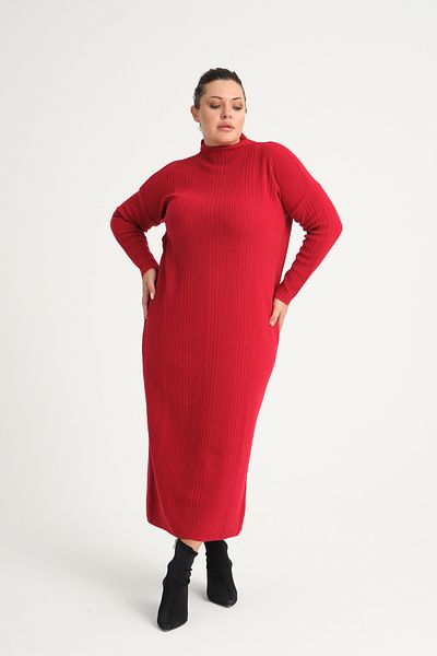 garajmood Red Half Turtleneck Knitwear Plus Size Dress