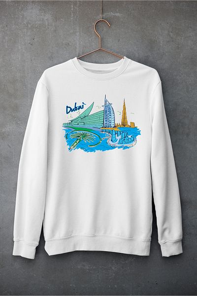 Raf Coll Φούτερ Unisex Oversize Crew Neck Dubai με ψηφιακή εκτύπωση με δύο νήματα εσωτερικά ανυψωμένα