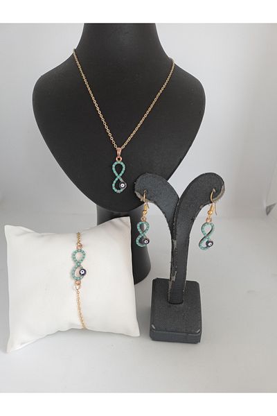 BalıkHediyelik Our Turquoise (Firuze) Stone Necklace/Earrings/Bracelet Set Models-1001