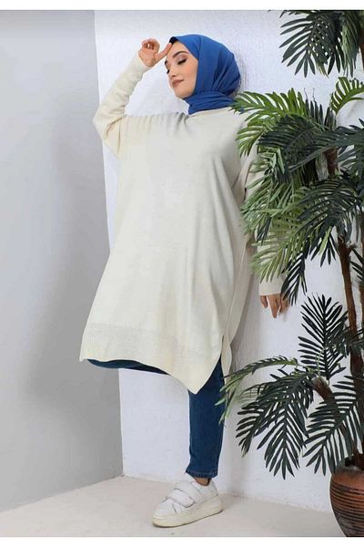 öz kütsan tekstil Πλεκτό χιτώνα Crew Neck Tunic