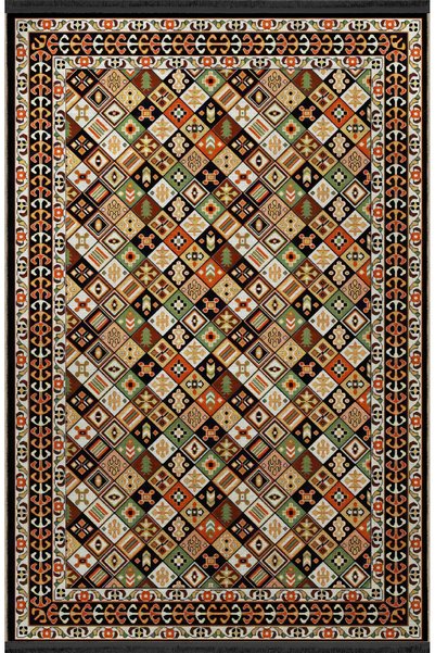 Rugs Modern Halı Dark Tone Multicolor Mixed Shape Diagonal Stripe Pattern Cre...
