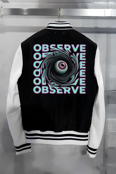 Edizen Double Direction Printed Observe 2024 Oversize Premium College Jacket 100% βαμβάκι