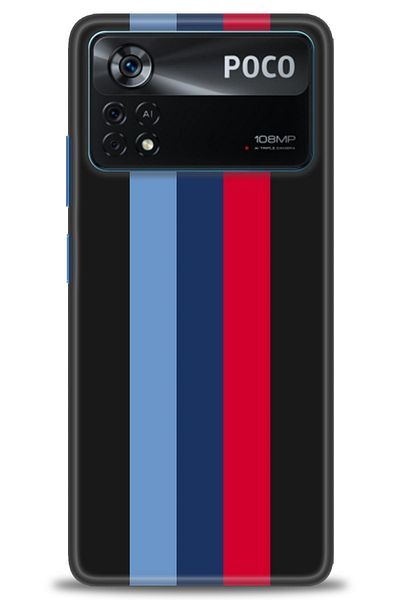 POCO حافظة X4 Pro 5G مطبوعة بدقة عالية - شريط أحمر كلاريت + هدية واقي شاشة