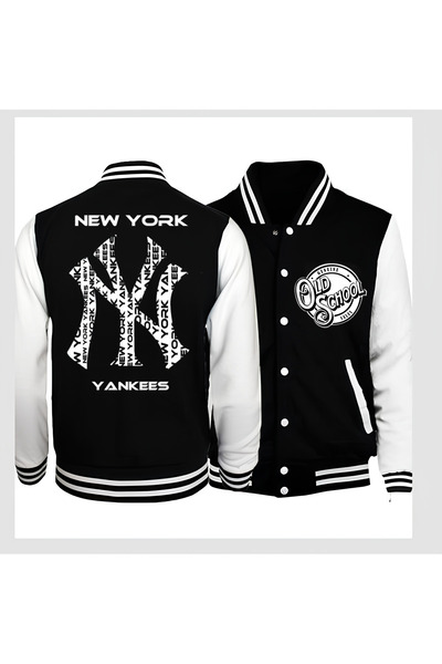 Edizen Çift Yön Baskılı New York 2024 Oversize Premium Kolej Ceketi %100 Pamuk