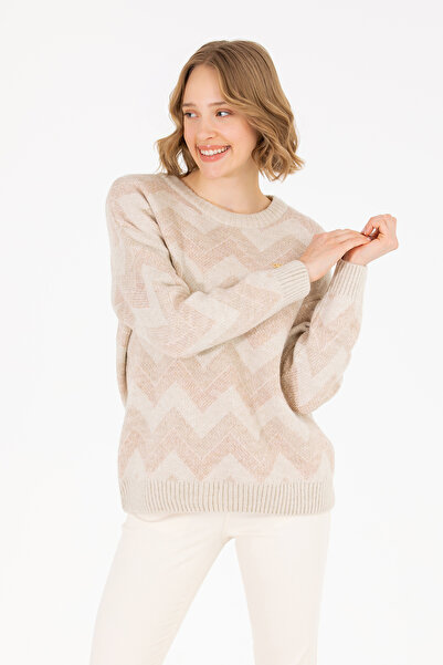 U.S. Polo Assn. MERSO Geometric Patterned Crew Neck Oversize Fit Knitwear Sweater