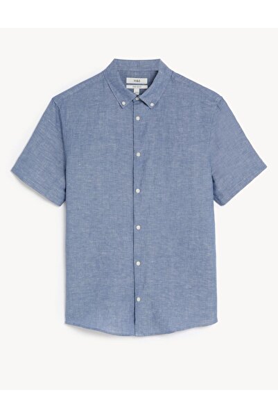 Marks & Spencer Regular Fit Kısa Kollu Keten Gömlek