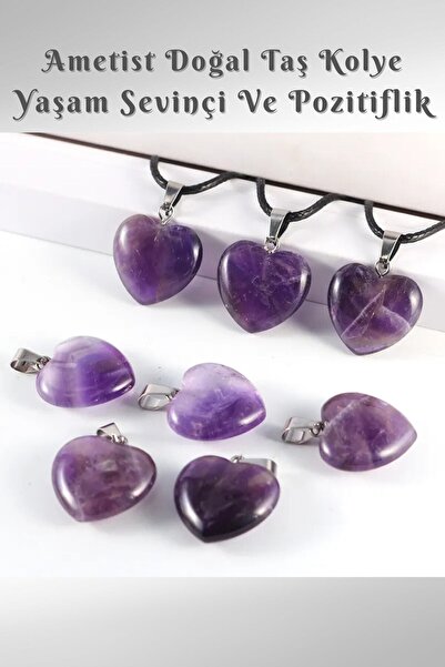 Nelleovana قلادة من حجر الجمشت الطبيعي على شكل قلب (حجر شفاء قوي) جودة Aa