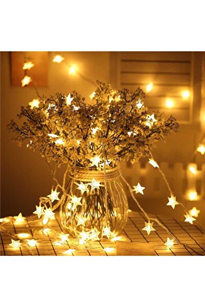partideyince Dekoratif 5 Metre Fişli 40 Yıldızlı Ip Kablo Led