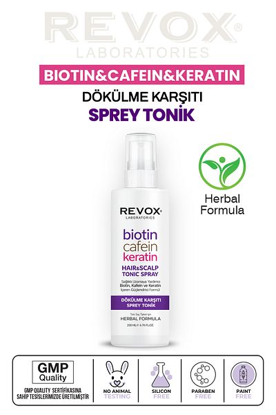 Revox 200 ml Healthy Growth Spray Tonic - Containing Biotin, Caffeine, and Keratin