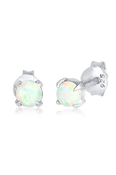 ELLI Ohrringe Stecker Opal Rund Synthetisch 925 Silber