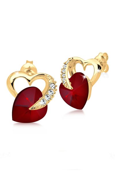 ELLI Ohrringe Herz Liebe Kristalle 925 Gümüş Bal
