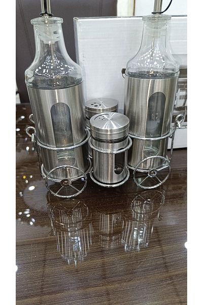 DEKOR ZÜCCACİYE HOME 4-Piece Glass Oil Bowl + Vinegar + Spice Bowl