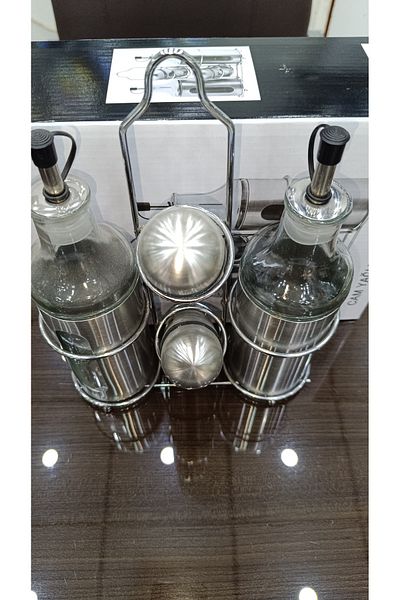 DEKOR ZÜCCACİYE HOME 4-Piece Glass Oil Bowl Vinegar Spice Bowl