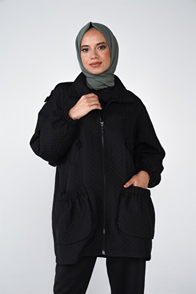 Thesetthur Bella Kapitone Kumaş Fermuar Ve Cep Detaylı Ceket Siyah