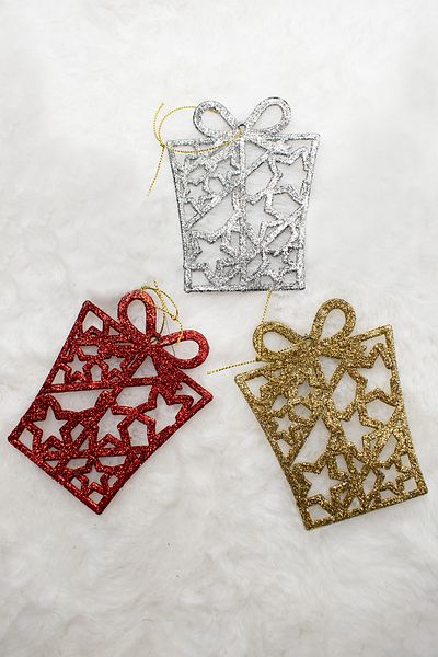 Waldern Pachet Cadou 3 Piese Ornament pentru brad de pin de Anul Nou auriu-argintiu-rosu 11*8cm