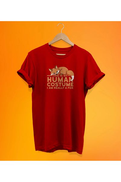 remonz Fox Printed Red, 100% βαμβάκι, Oversize, Μπλουζάκι μεγάλου μεγέθους