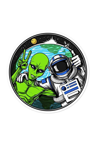MegaSticker 13X13 cm Space and Astronaut Themed Car, Motorcycle, Helmet and Laptop Stickers