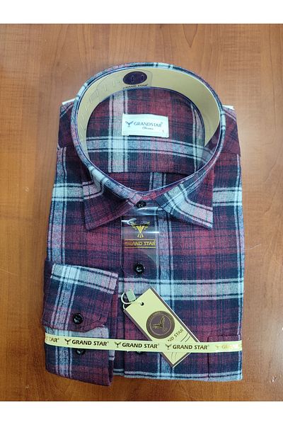 Grand Star DAYNOGLU 100% WOOL LONG SLEEVE POCKET CLASSIC WINTER MEN'S SHIRT