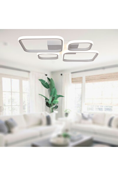 TT AYDINLATMA TT050-BY TT Aydınlatma Baklava Desen Mat Beyaz 4 lü ( Beyaz Işık ) Led Avize