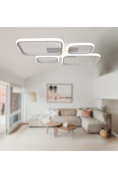 TT AYDINLATMA TT050-BY TT Aydınlatma Baklava Desen Mat Beyaz 4 lü ( Beyaz Işık ) Led Avize