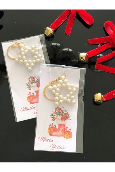 Masalsı Concept 2 Pieces Christmas Gift Happy Birthday New Year Gift Star Keychain