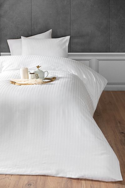 Salbace 100% Cotton Satin Striped Double Bedding Set