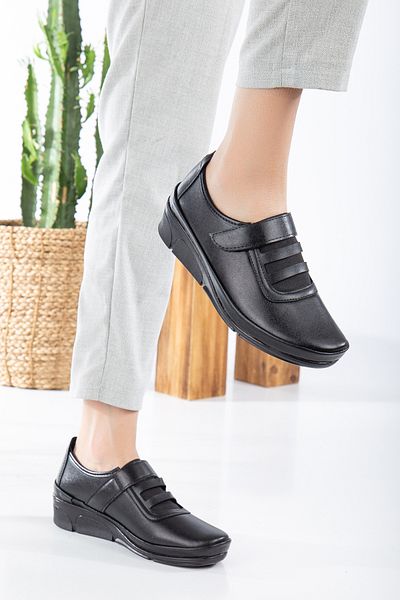 The Hope Shoes Pantofi de damă ortopedici cu toc elastic elastic cu velcro