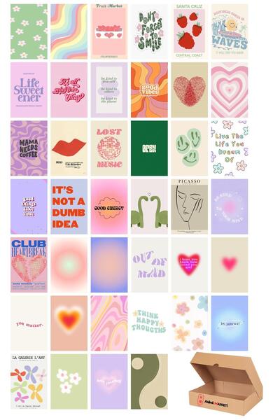 Anime Marketi Estetik Sözler Duvar Poster Seti - Estetik Sözler - 40 Adet Pos...