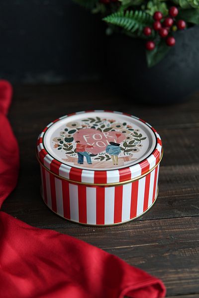 EVLE Set cutie metalică decorativă din 2 piese cu tematică de Anul Nou, scrisoare de dragoste Erb525s
